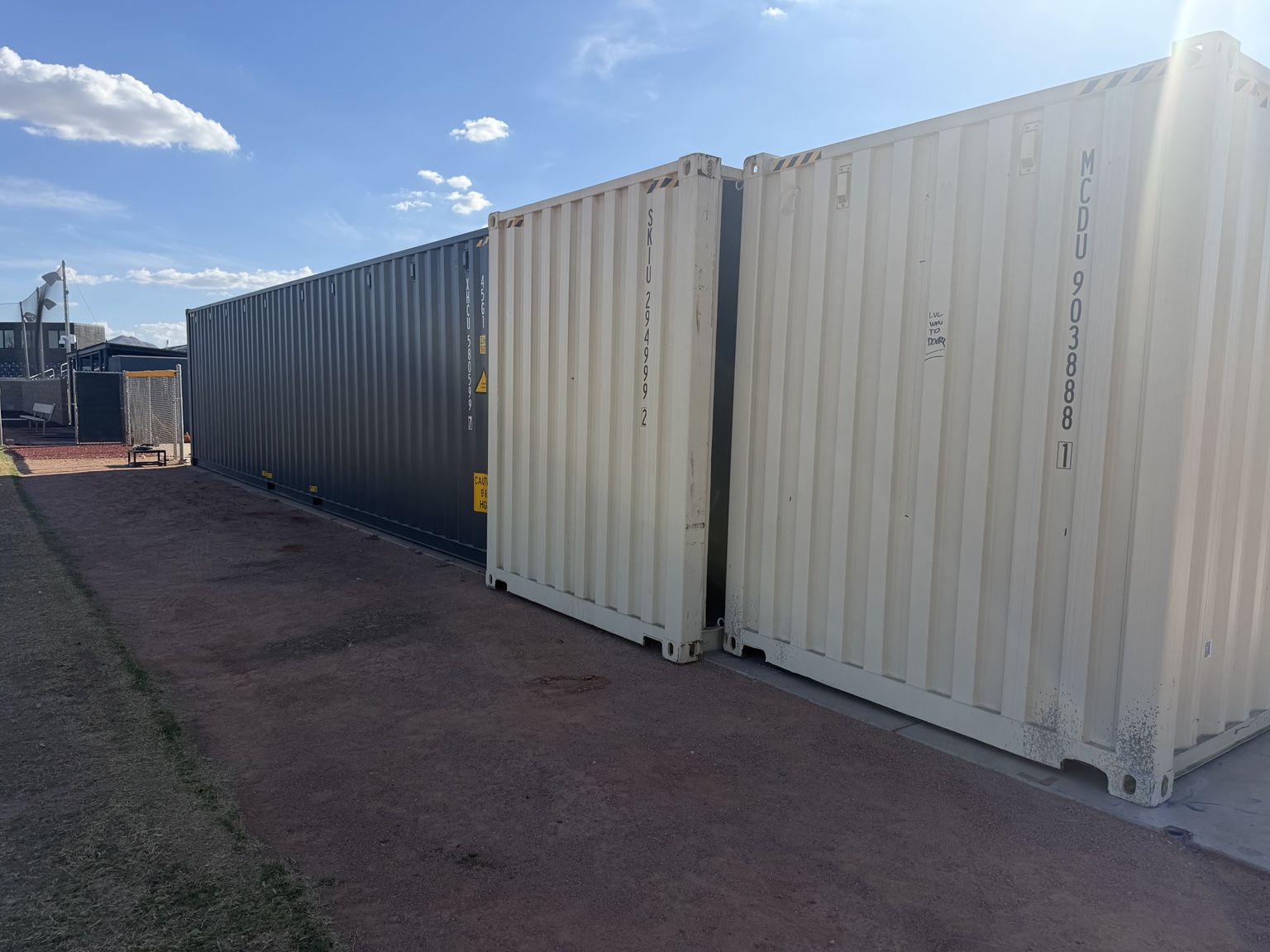 Casteel Baseball locker-room containers onsite beside the baseball field, September 11, 2026, view 5