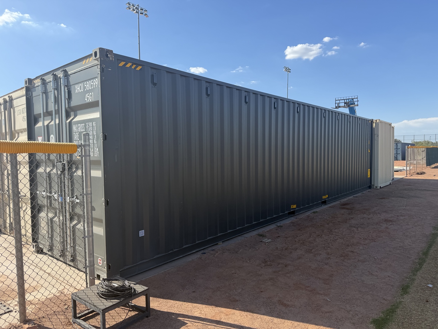 Casteel Baseball locker-room containers onsite beside the baseball field, September 11, 2026, view 6