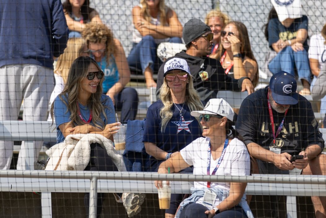 Casteel supporters watch from the stands at the National Training Complex