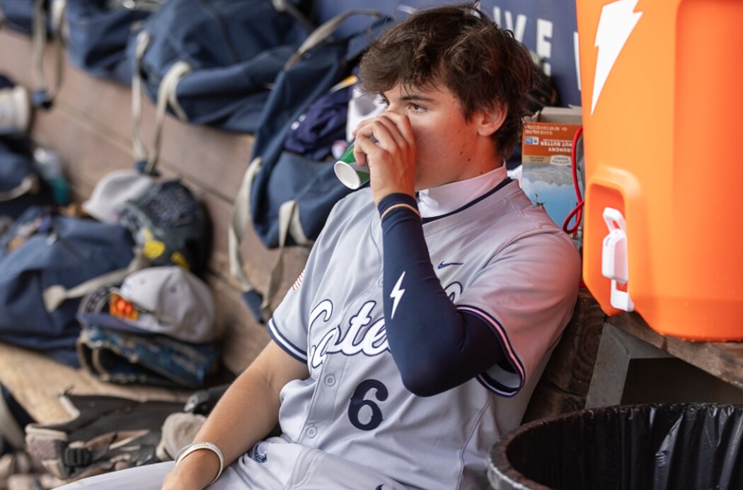 Casteel player resets in the dugout