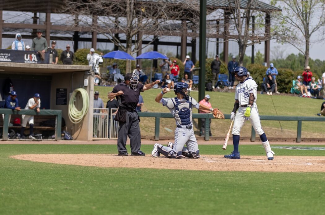 Casteel catcher receives a called strike